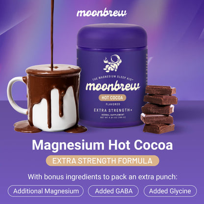 MoonBrew Nighttime Extra Strength Magnesium Hot Cocoa – Melatonin-Free Sleep Support Drink Mix