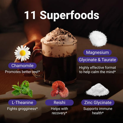 MoonBrew Nighttime Magnesium Hot Cocoa – Sleep Support (Melatonin-Free) with L-Theanine & Chamomile