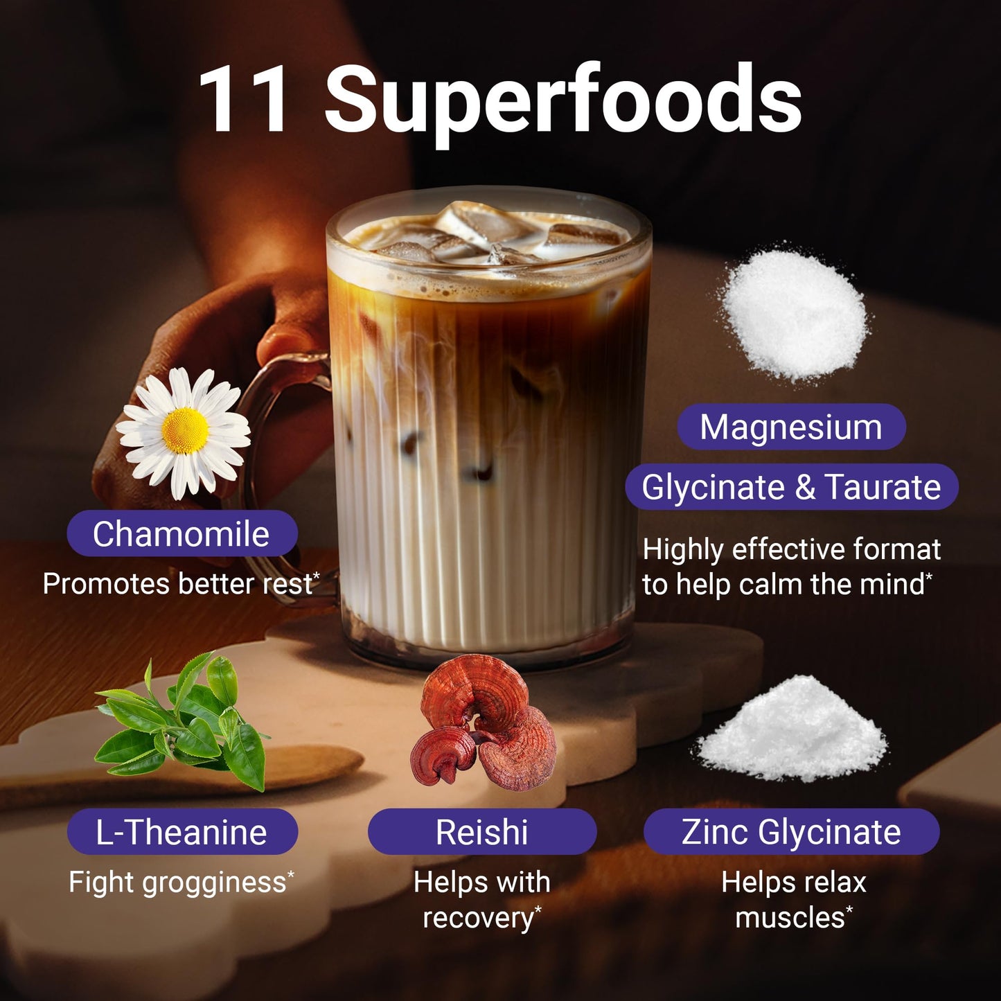 MoonBrew Nighttime Magnesium Vanilla Latte Mix — Melatonin-Free Sleep Drink with Magnesium Glycinate, L-Theanine & Chamomile