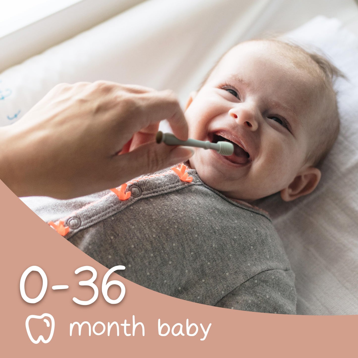 Moonkie Baby Finger Toothbrush & Tongue Cleaner Kit – 3 Months+ (3 Pcs) – Blush, Pale Mauve