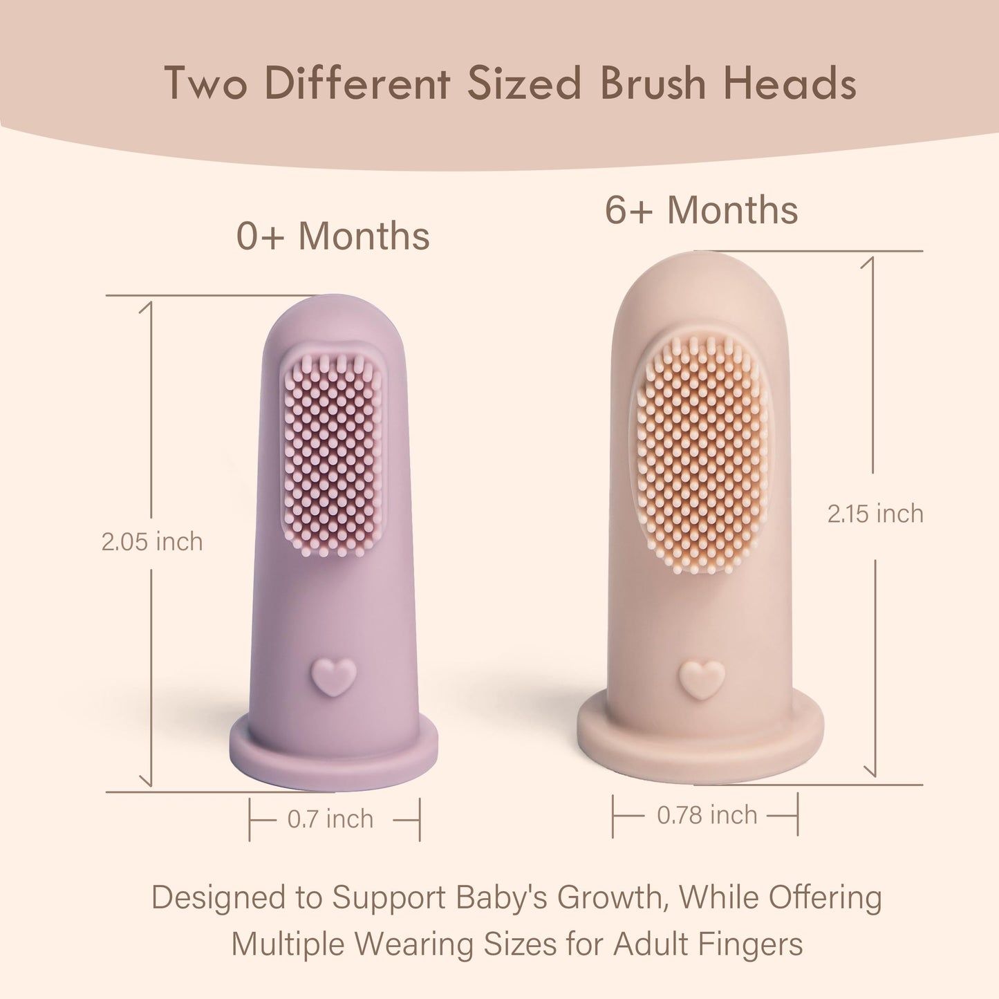 Moonkie Baby Finger Toothbrush & Tongue Cleaner Kit – 3 Months+ (3 Pcs) – Blush, Pale Mauve