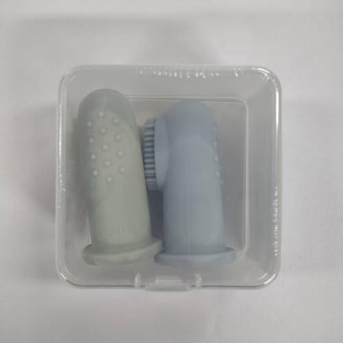 Moonkie Baby Finger Toothbrush Kit (2 Pcs) – Cloud & Mint – Safe Oral Cleaner for 3+ Months