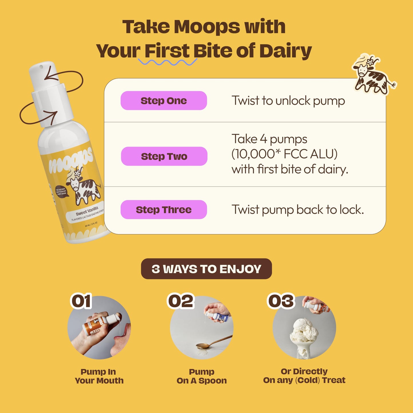 Moops Liquid Lactase Syrup 2oz – Fast Dairy Relief (10,000 FCC)