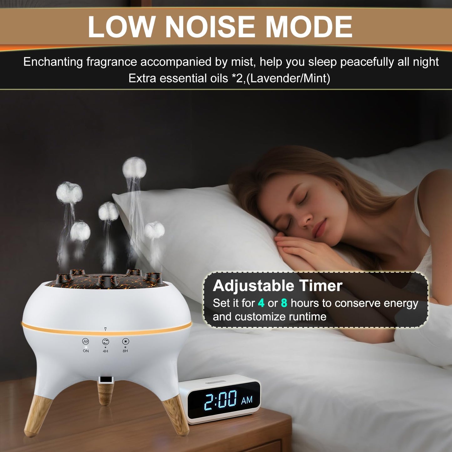 Morbou Jellyfish Diffuser with Music - 250ml + 2 Oils | 7 Color Lights