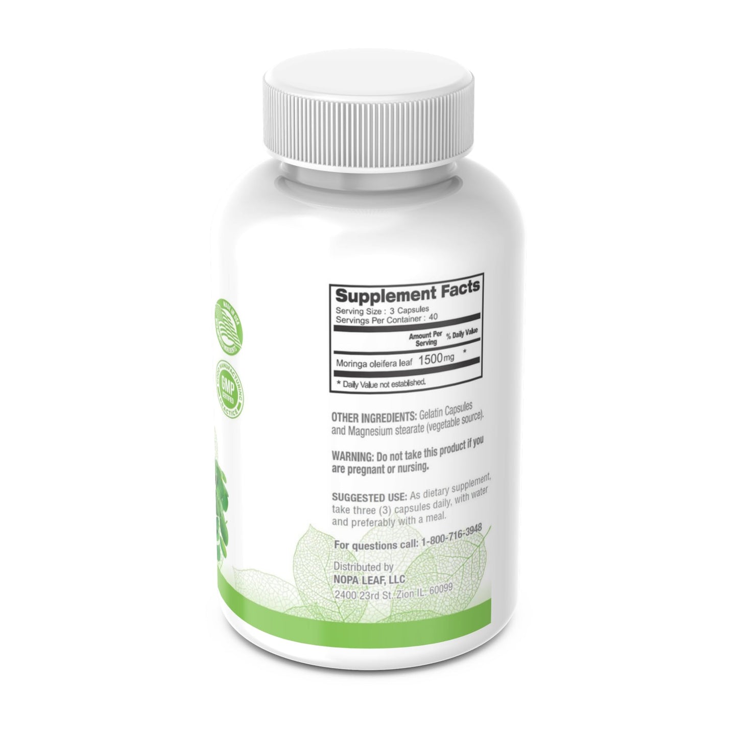 Moringa Capsules - Dietary Fiber Nutritional Supplements