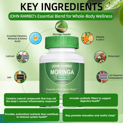 Moringa 1200 mg Capsules - 120 Count | Non-GMO Vegan Moringa Supplement