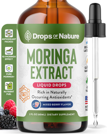 Moringa Liquid Drops – Vegan, Gluten Free (60 mL) – Mixed Berry