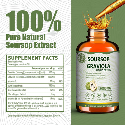 Mosslly 7-in-1 Organic Soursop Bitters Liquid Drops, 4 Fl Oz – Immune Support