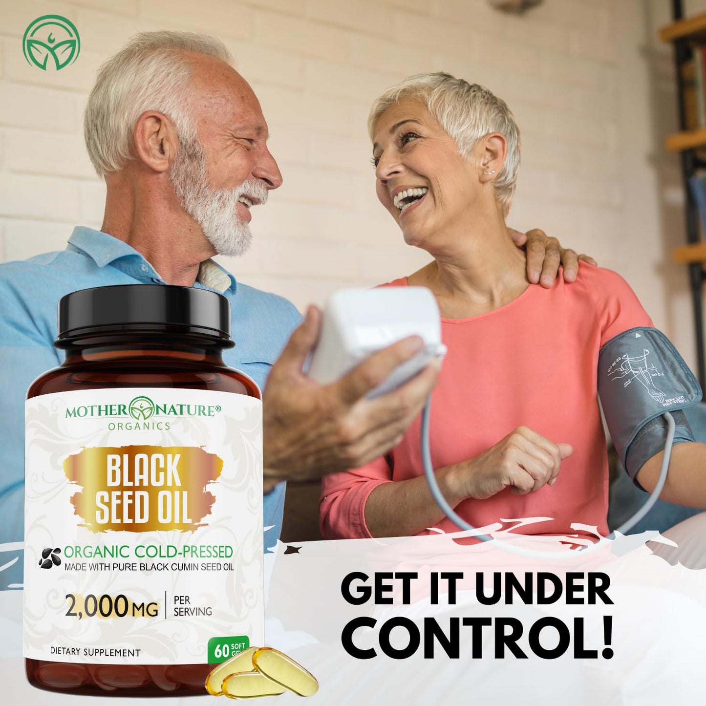 Mother Nature Organics Organic Black Seed Oil Capsules 1000mg – 180ct, 3-Month Supply, Cold-Pressed Nigella Sativa from Turkey