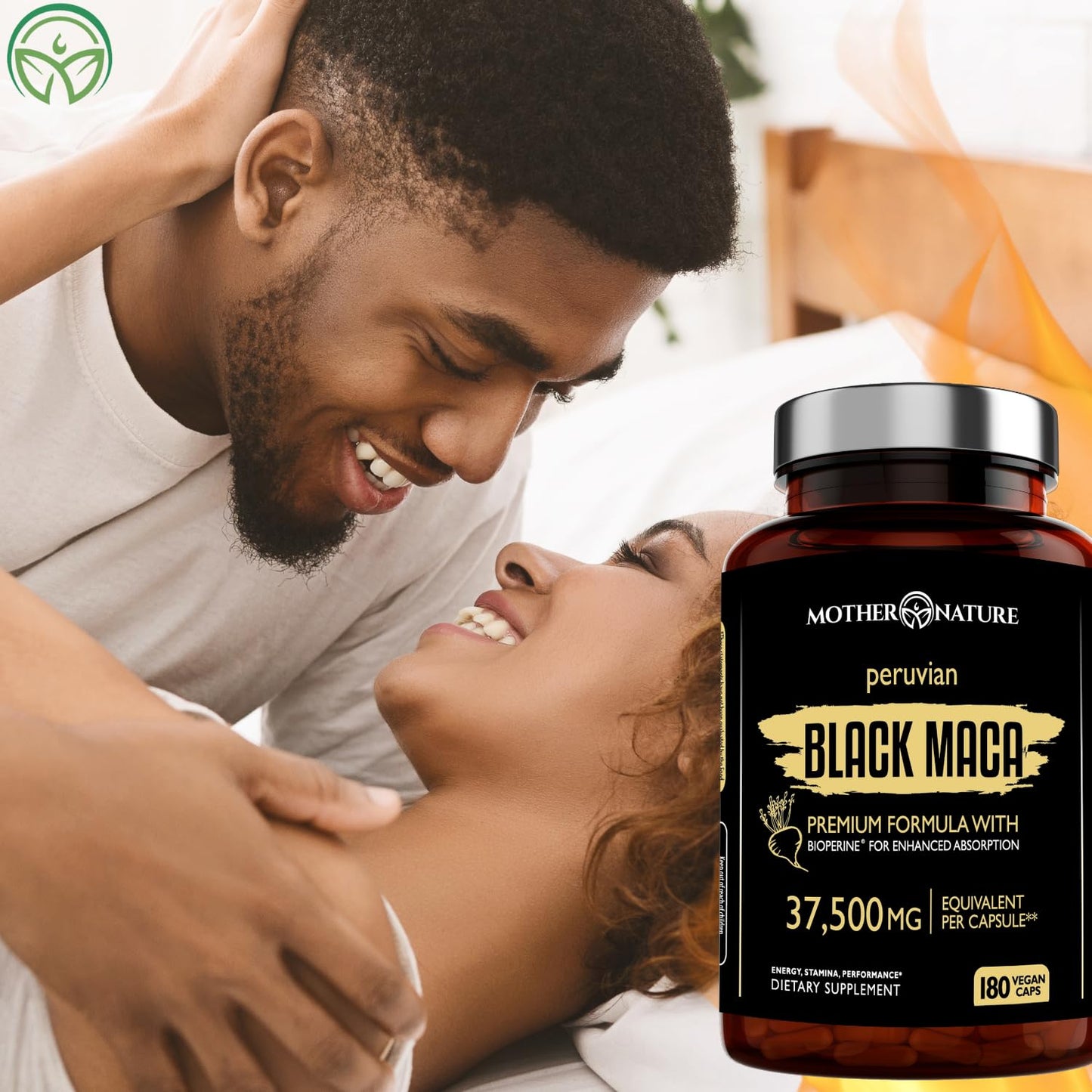 Mother Nature Black Maca 50:1 Extract – 37,500mg per Serving, 180 Vegan Capsules for Men