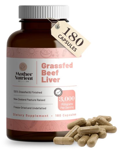 Mother Nutrient Grass-Fed Beef Liver Capsules – 180 Caps, 45-Day Supply, New Zealand Sourced