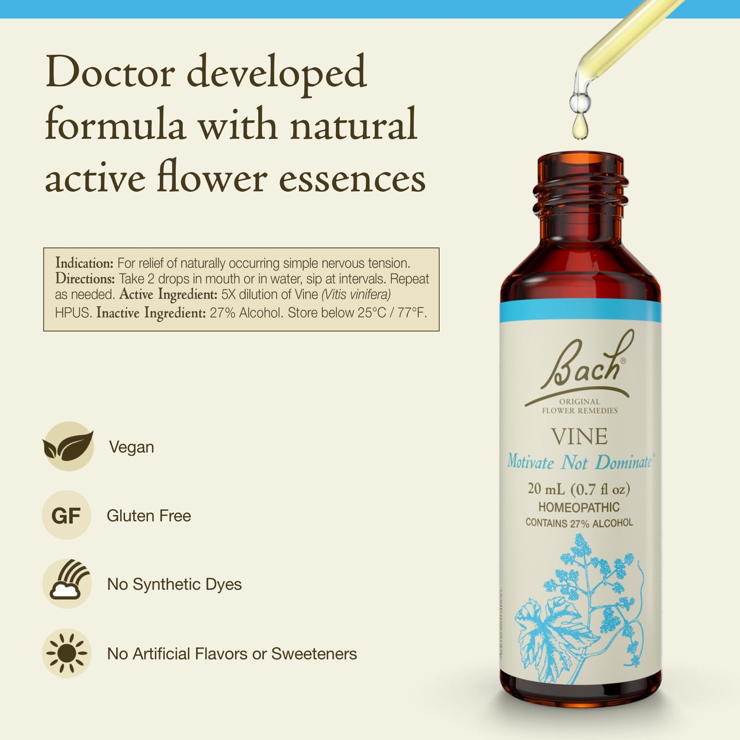 Bach Vine Flower Remedy - Motivate Not Dominate (20mL)