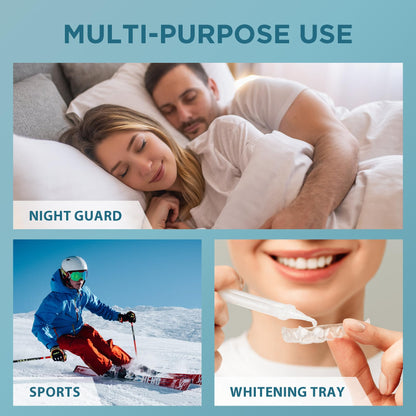 Night Guard for Teeth Grinding – Custom-Fit Mouth Guard for Clenching (4 Pack) + 20 Cleansing Tablets