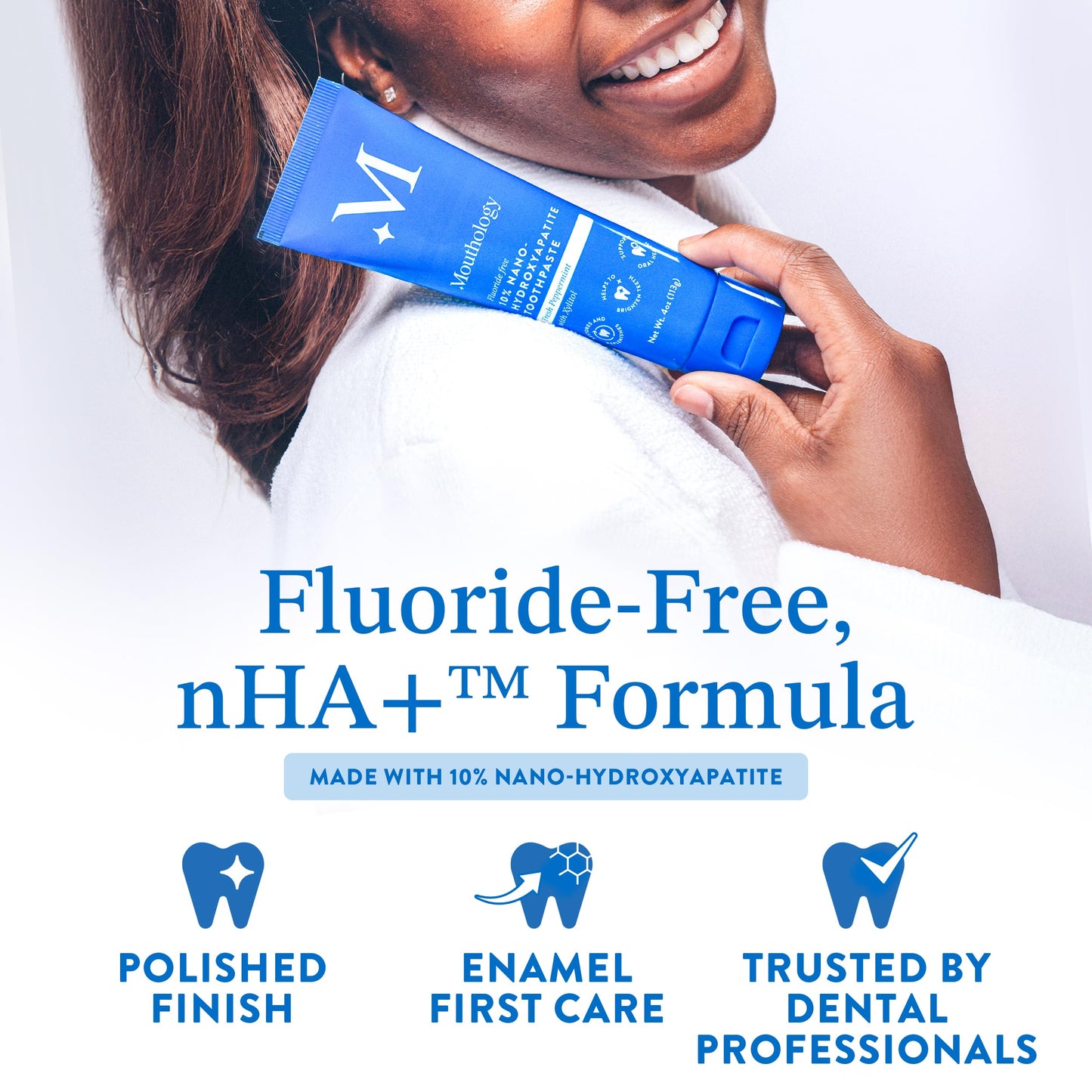 Mouthology 10% Nano Hydroxyapatite Toothpaste – Fluoride Free, Mint (6pk) USA Made