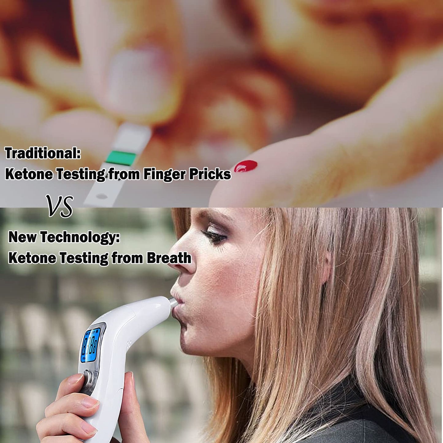 Home Ketosis Meter - Portable Ketone Breath Analyzer with 10 Mouthpieces