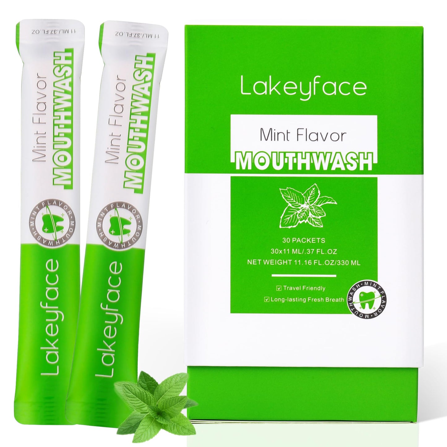 Mouthwash Travel Pack – 30 Packets, Alcohol-Free, TSA Approved, Mint 11ml Each