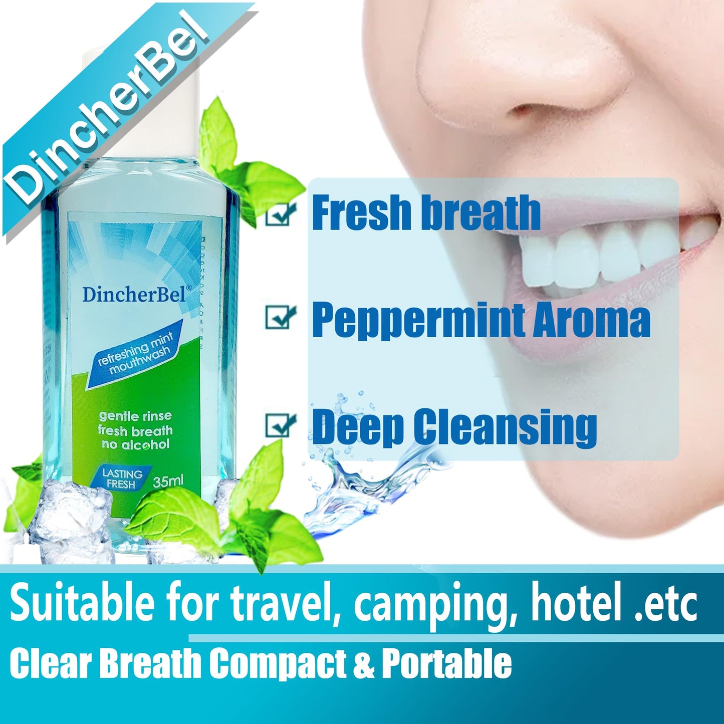 Mouthwash Travel Size Original Mint 35ml/1.2oz – 48 Pack | Portable Fresh Breath On The Go