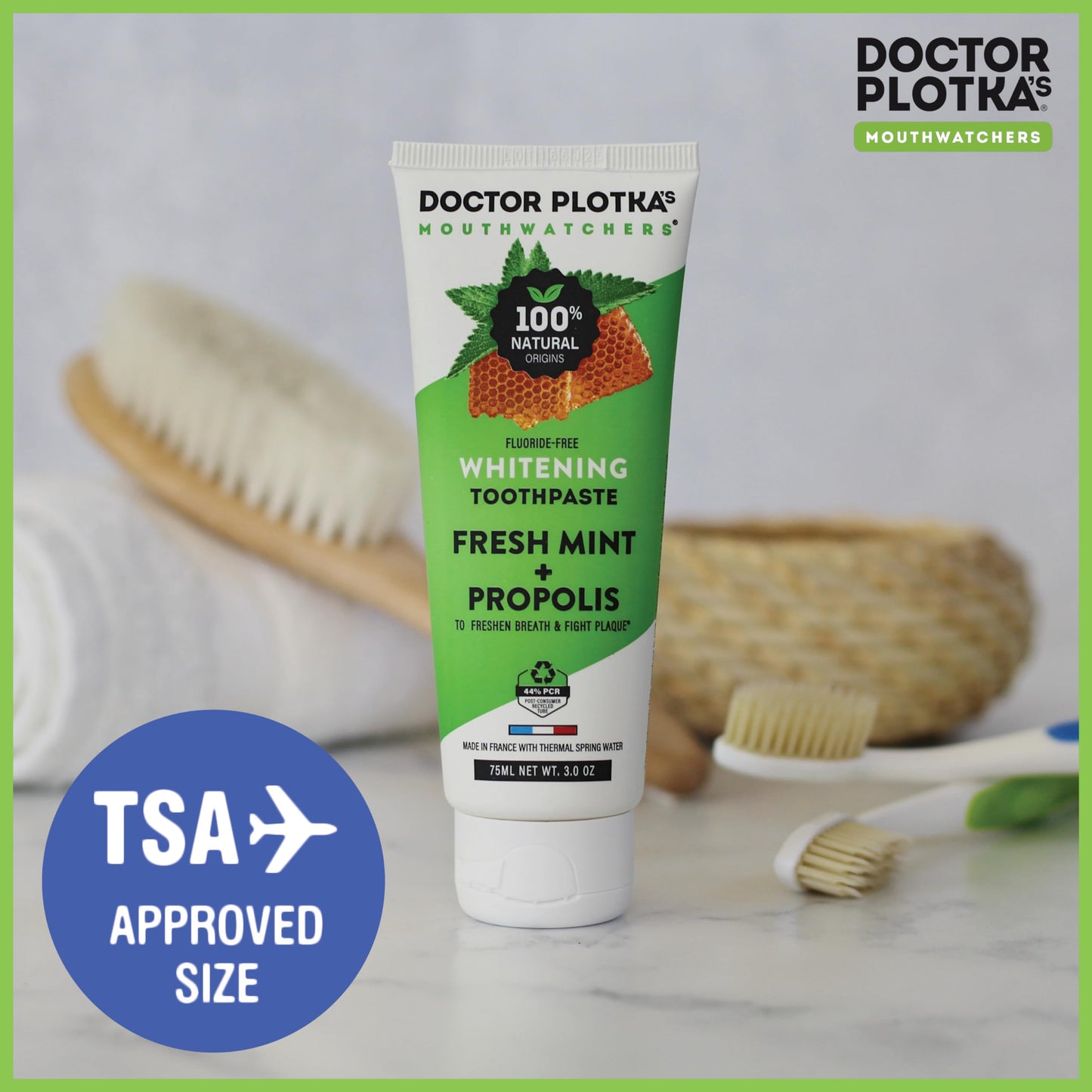 Mouthwatchers Whitening Fluoride-Free Toothpaste – Natural Mint Propolis (3 oz) | Dr. Plotka's