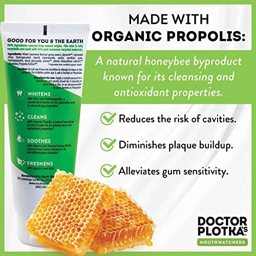 Mouthwatchers Whitening Fluoride-Free Toothpaste – Natural Mint Propolis (3 oz) | Dr. Plotka's