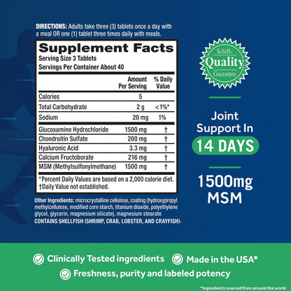 Move Free Advanced Plus MSM Coated Tablets – Joint Health with Glucosamine & Chondroitin (120 Count, Pack of 2)