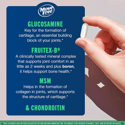 Move Free Advanced Plus MSM Coated Tablets – Joint Health with Glucosamine & Chondroitin (120 Count, Pack of 2)