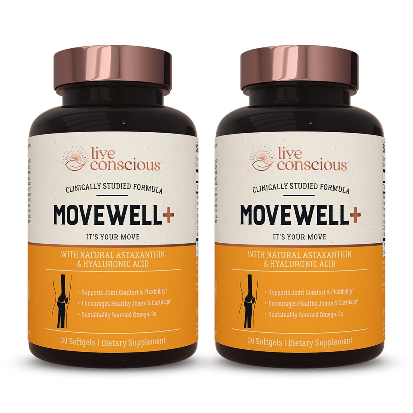 Live Conscious MoveWell Plus Antarctic Krill Oil with Hyaluronic Acid & Astaxanthin – Outperforms Glucosamine (2 Pack)