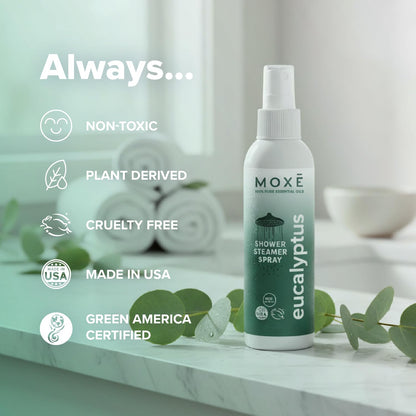 MOXE Eucalyptus Shower Mist – 100% Essential Oils, Made in USA, Aromatherapy for Sinus Relief (8oz)