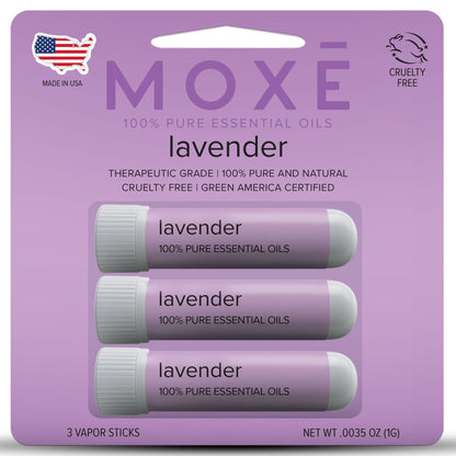 MOXĒ Lavender Essential Oil Inhaler 3 Pack | Pure, No-Mess Aromatherapy