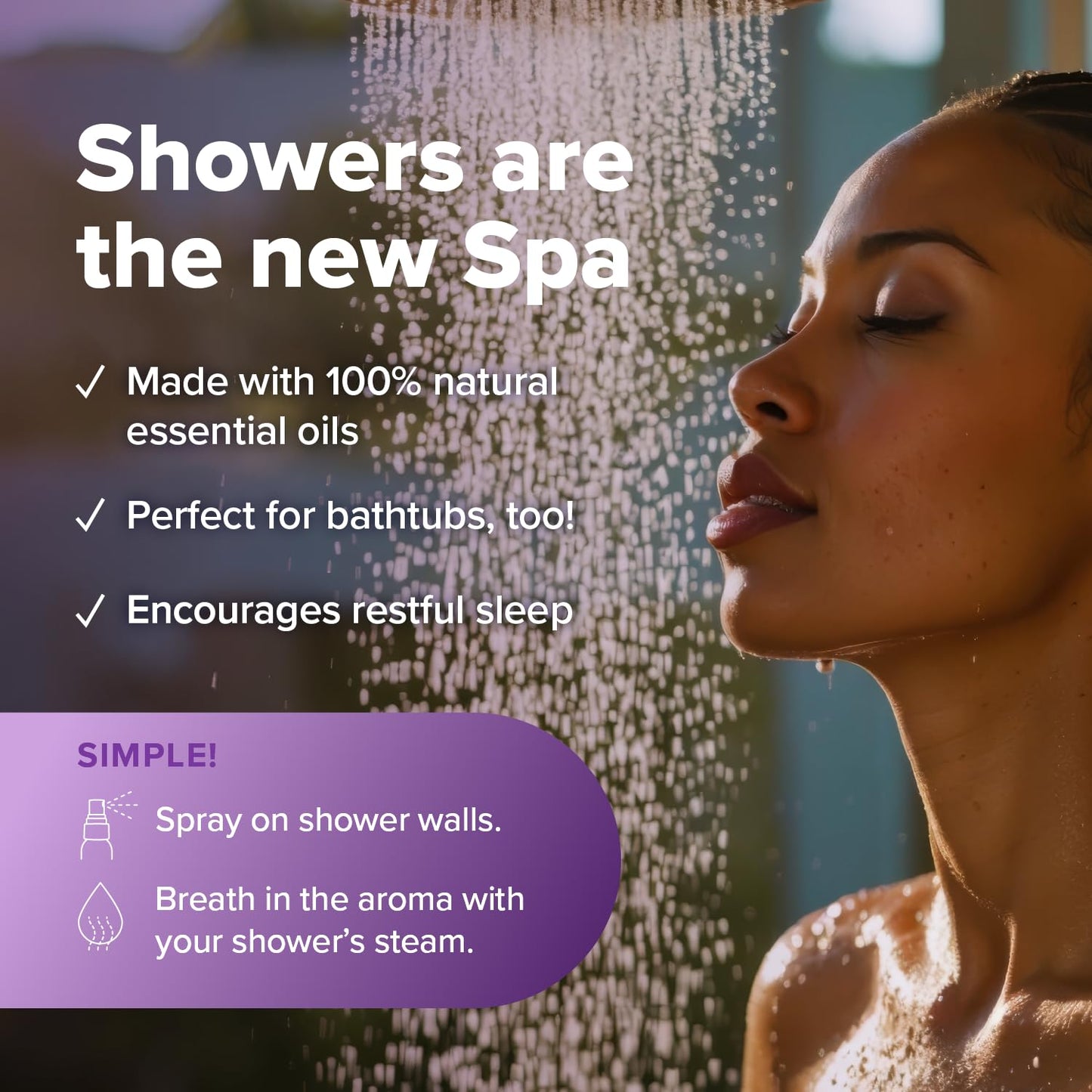 MOXE Lavender Shower Mist – 100% Natural Essential Oils, Made in USA (Pack of 2)