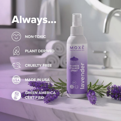 MOXE Shower Mist — Spa Aromatherapy with 100% Pure Lavender Oil, 4 oz