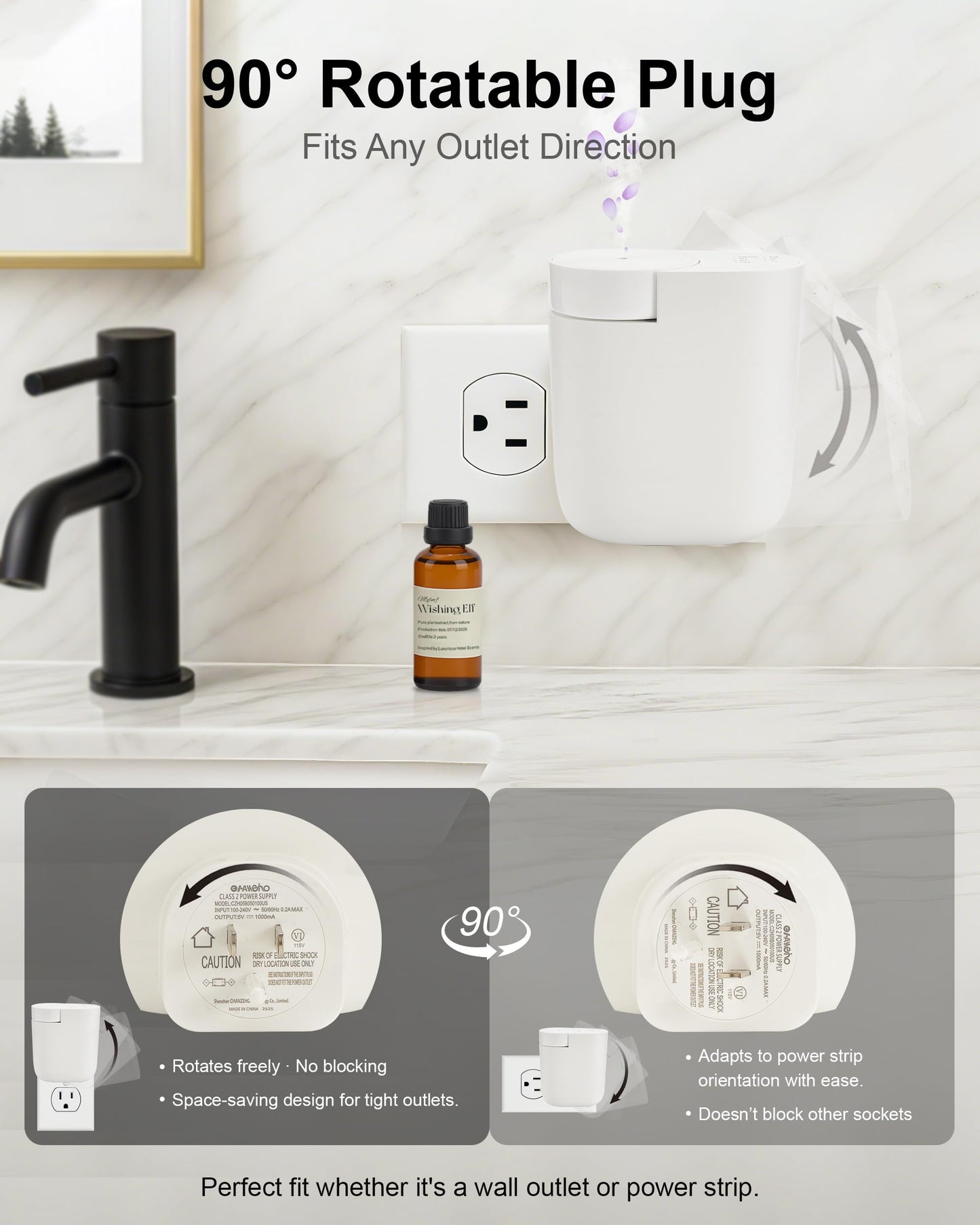 MQLMF Wall Plug-in Diffuser – Waterless, Bluetooth App, 800 Sq Ft, White
