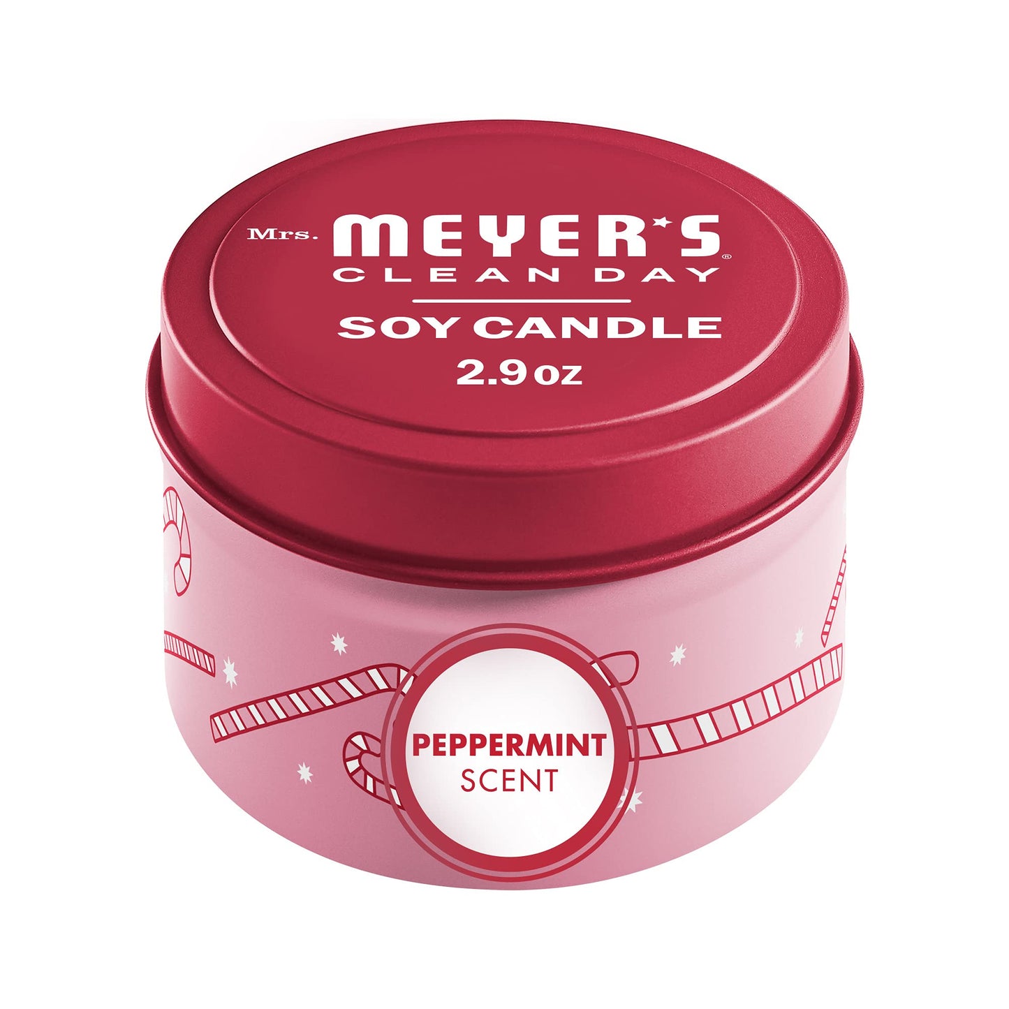 MRS. MEYER'S CLEAN DAY Peppermint Soy Tin Candle - 12 Hr Burn, 2.9 oz