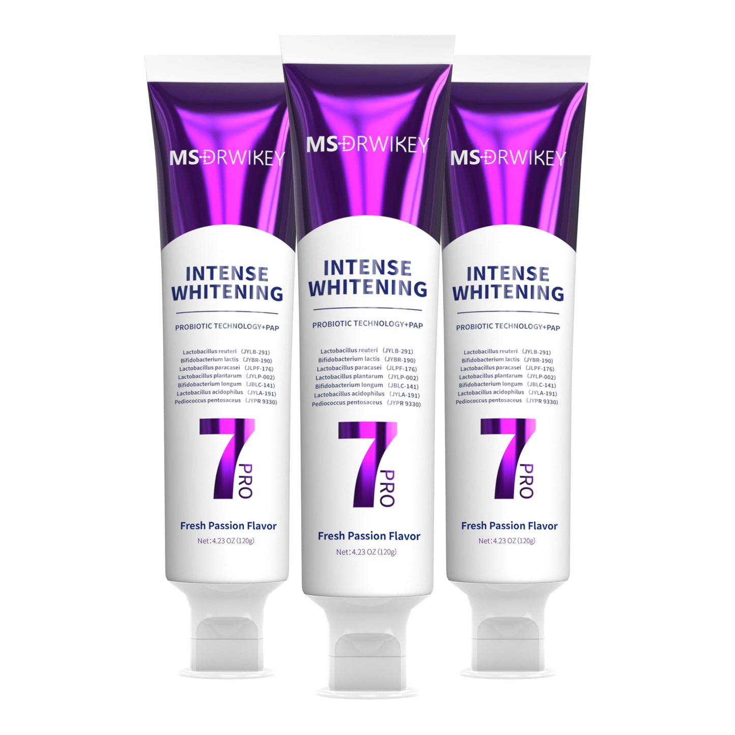 MSDRWIKEY 7Pro Deep Whitening Toothpaste with 7 Probiotics - Fluoride-Free, Enamel-Safe, 4.23 oz