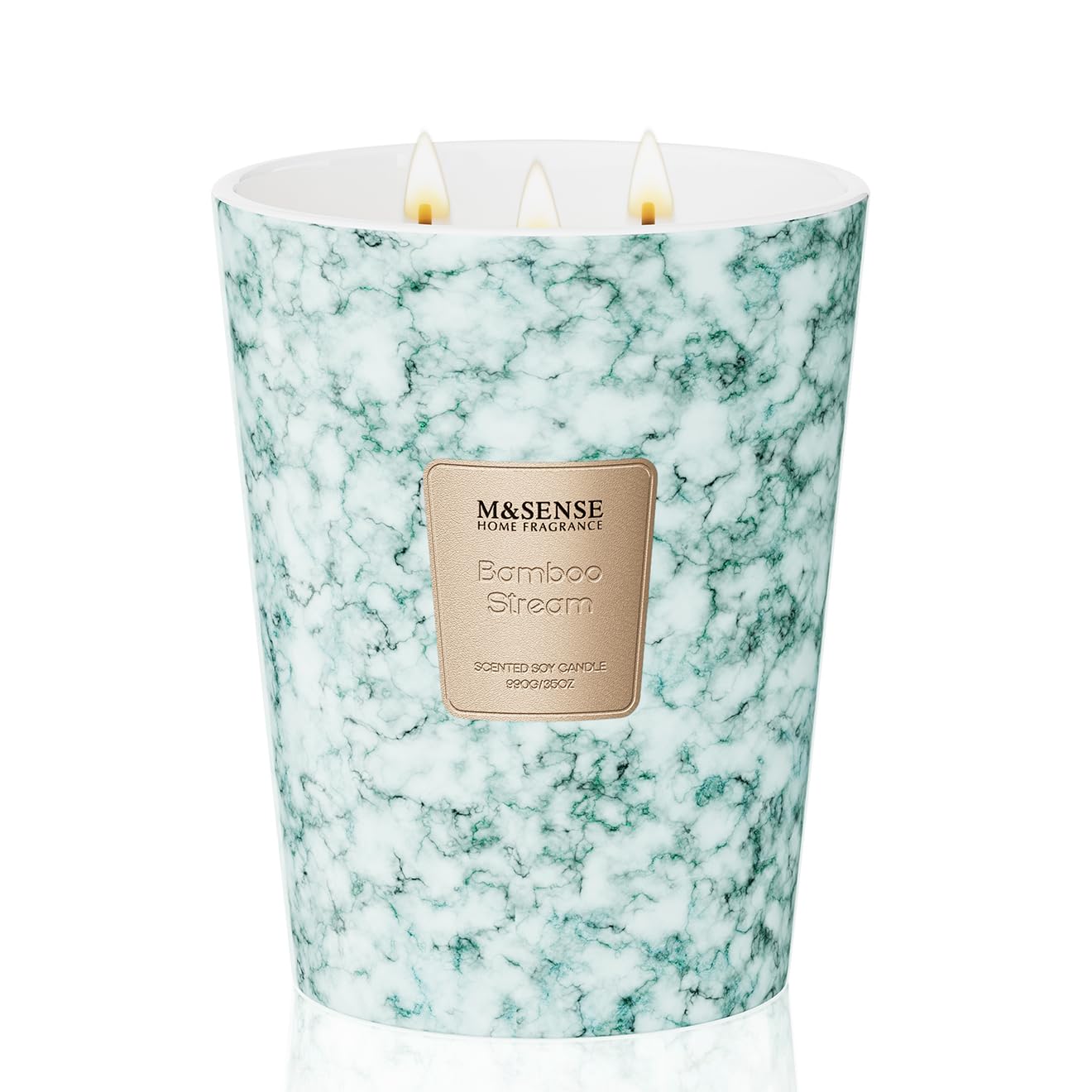 M&SENSE Extra Large 35oz 3-Wick Scented Jar Candle | 150H Burn Time, BambooStream – XL Christmas Gift