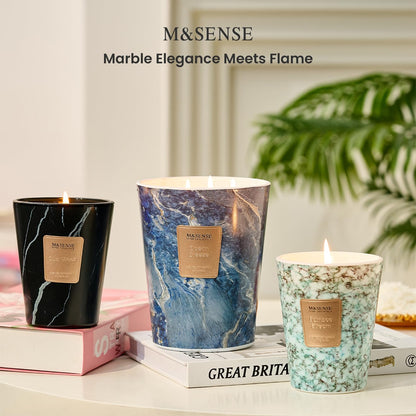 M&SENSE Extra Large 35oz 3-Wick Scented Jar Candle | 150H Burn Time, BambooStream – XL Christmas Gift