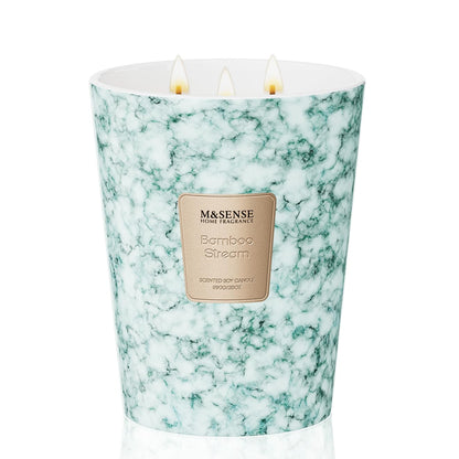 M&SENSE Extra Large 35oz 3-Wick Scented Jar Candle | 150H Burn Time, BambooStream – XL Christmas Gift