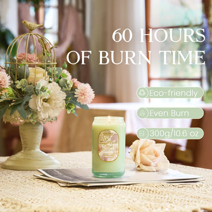 M&SENSE Basil Mint Soy Candle – 10.6 oz, 60-Hour Non-Toxic Jar