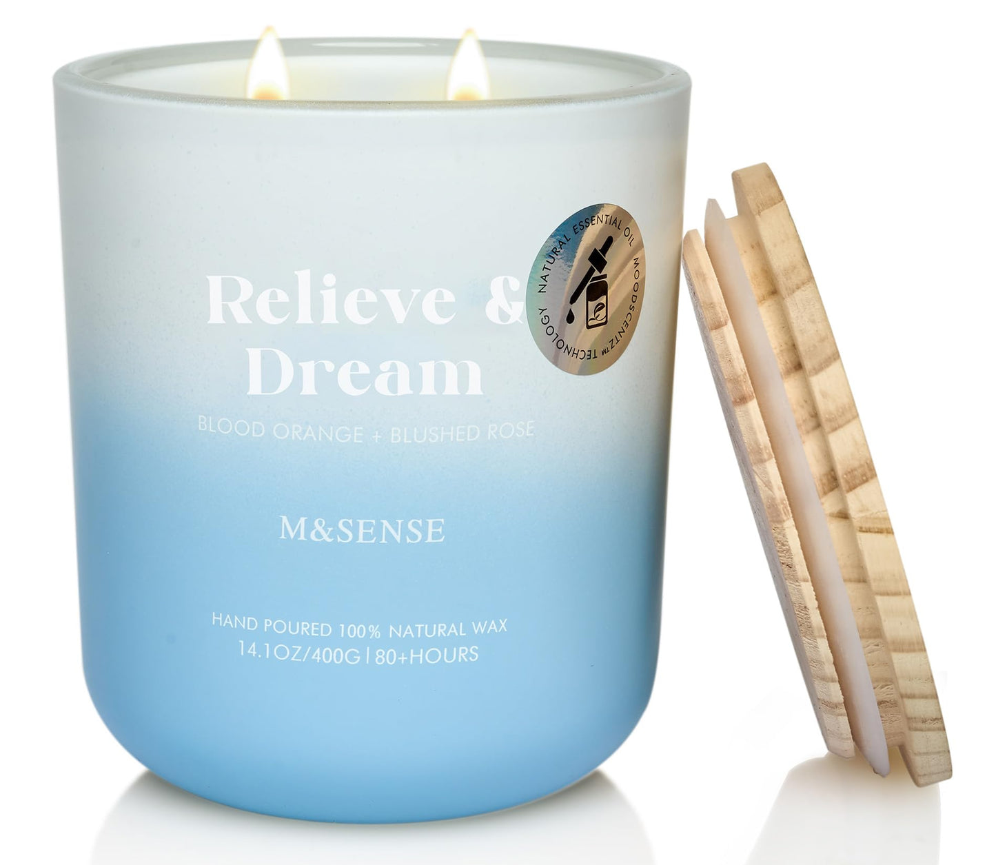 M&SENSE Blood Orange & Blushed Rose Aromatherapy Candle - 80-Hour Burn