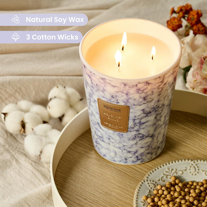 M&SENSE Extra Large 35oz Lavender Citrus Candle – 3 Wick, 150h Burn