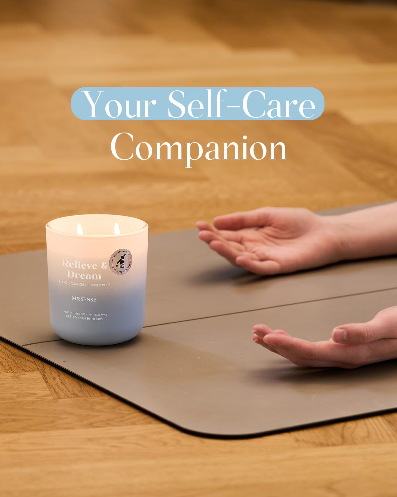 M&SENSE Blood Orange & Blushed Rose Aromatherapy Candle - 80-Hour Burn