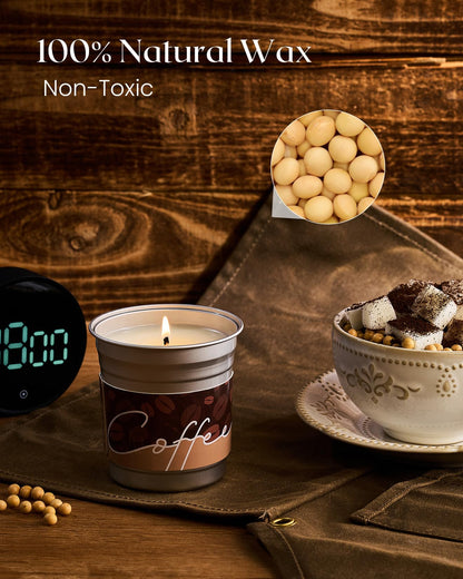 M&SENSE Cappuccino Coffee Scented Candle – 7oz Soy Wax, 42 Hours Burn, Cozy Home Decor