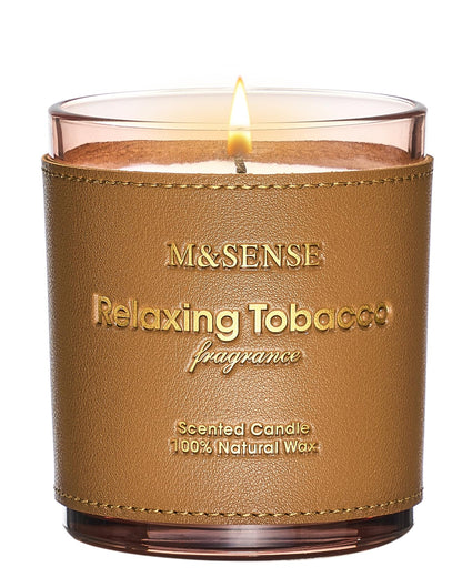 M&SENSE Cinnamon Tobacco Scented Candle – 10oz Vegan Soy Wax, 42-Hour Burn