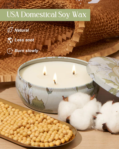 M&SENSE Citronella Outdoor 3-Wick Soy Candle - 40+ Hour Burn, Aromatherapy Gift