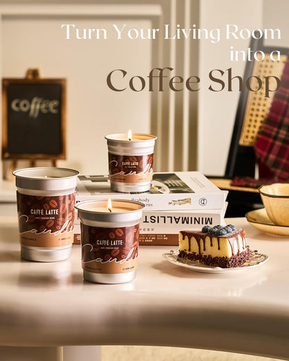 M&SENSE Coffee Candles – Latte Scented, Soy Wax, 16.2oz, 100 Hours Burn