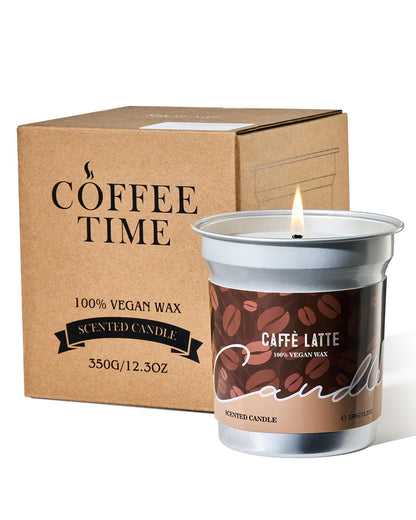 M&SENSE Coffee Candles Latte Scented 12.3oz Soy Wax – 75 Hours Burn