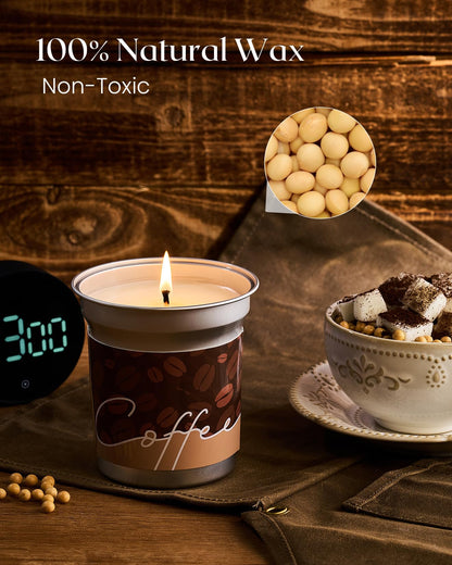 M&SENSE Coffee Candles Latte Scented 12.3oz Soy Wax – 75 Hours Burn