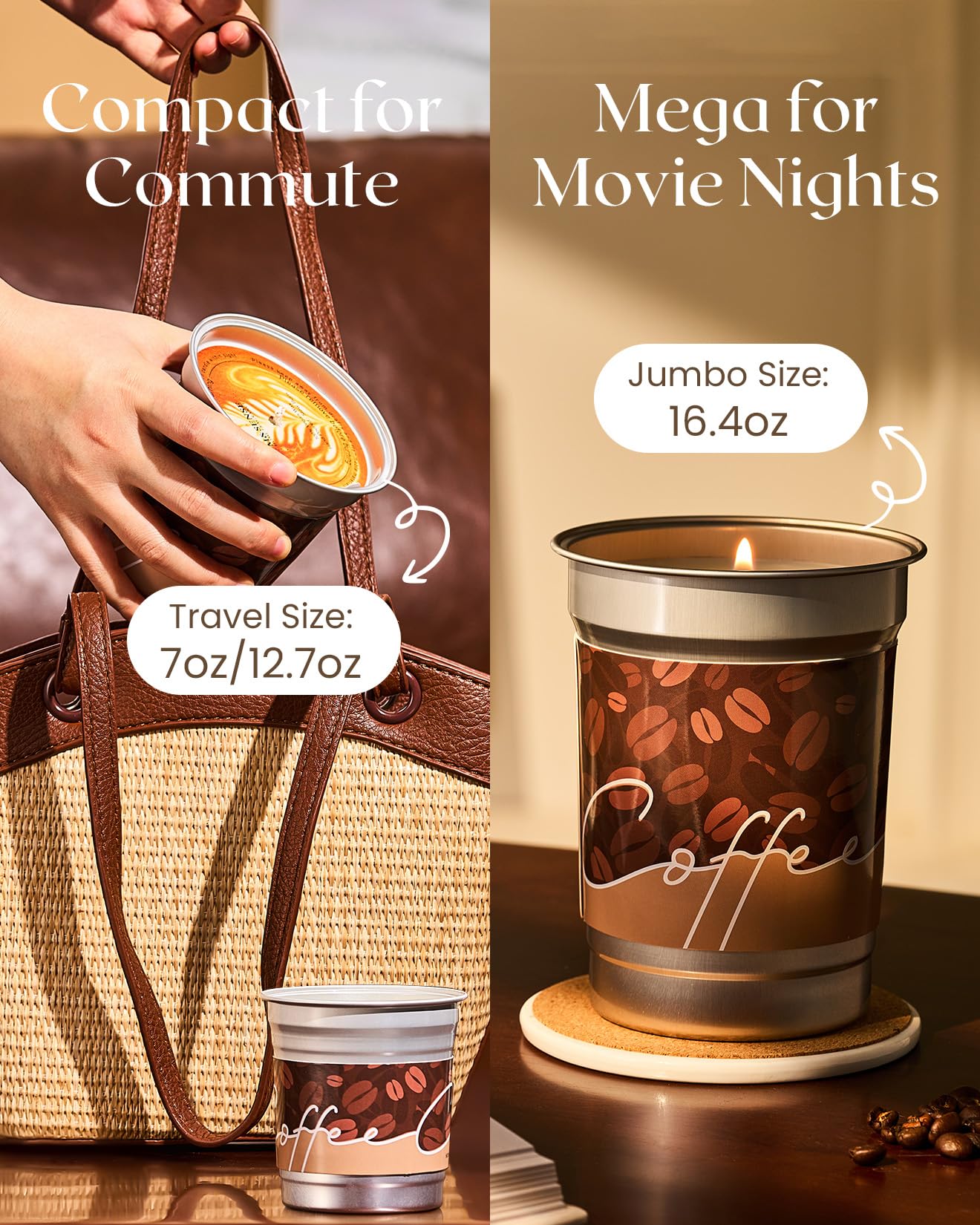 M&SENSE Espresso Candles - Black Coffee Scented 7oz Soy Wax Candle | Non-Toxic, Clean Burn