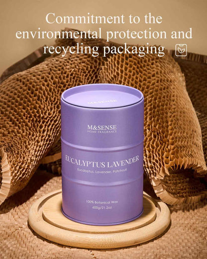 M&SENSE Eucalyptus Lavender Scented Candles – 21.2oz Natural Soy, 120-Hour Burn