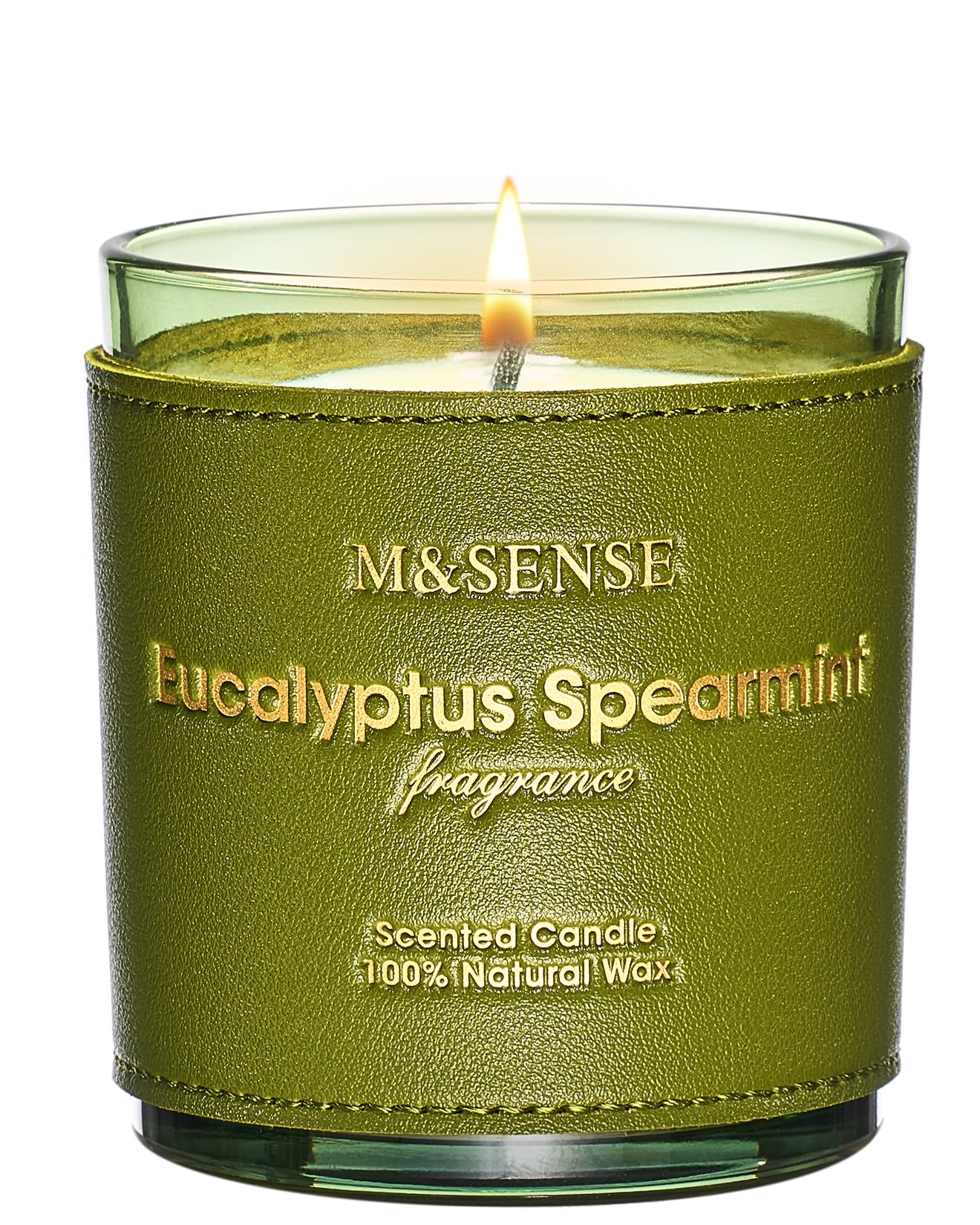 M&SENSE Eucalyptus Mint Scented Vegan Soy Candle – 10oz, 42-Hour Burn Time