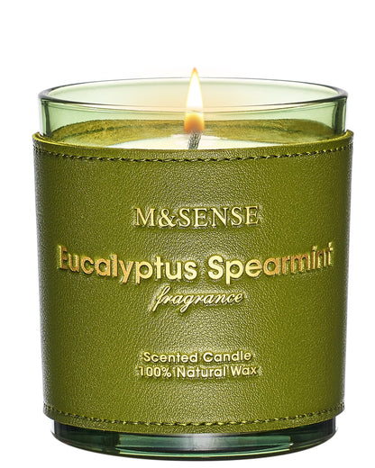 M&SENSE Eucalyptus Mint Scented Vegan Soy Candle – 10oz, 42-Hour Burn Time